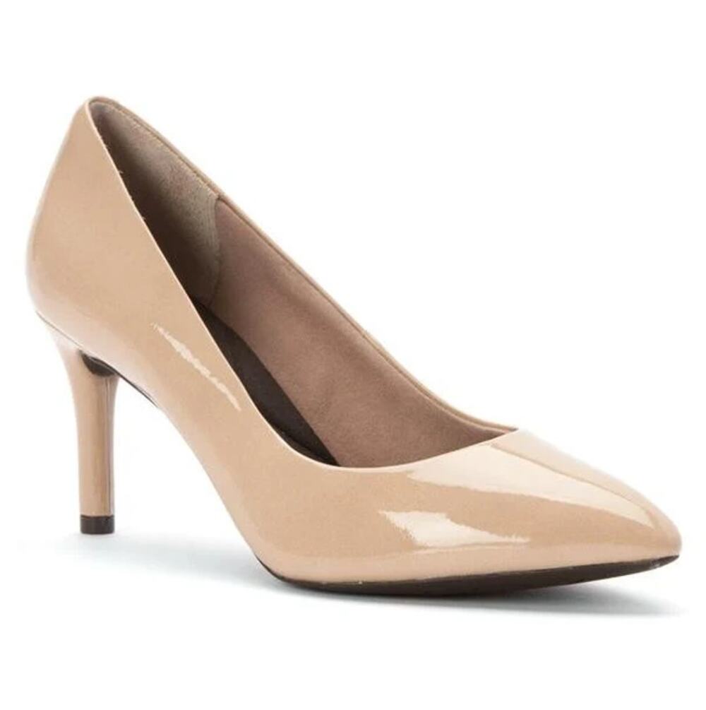 Rockport Total Motion Nude Patent Pointed Toe Pumps Size 8 Office Siren Work